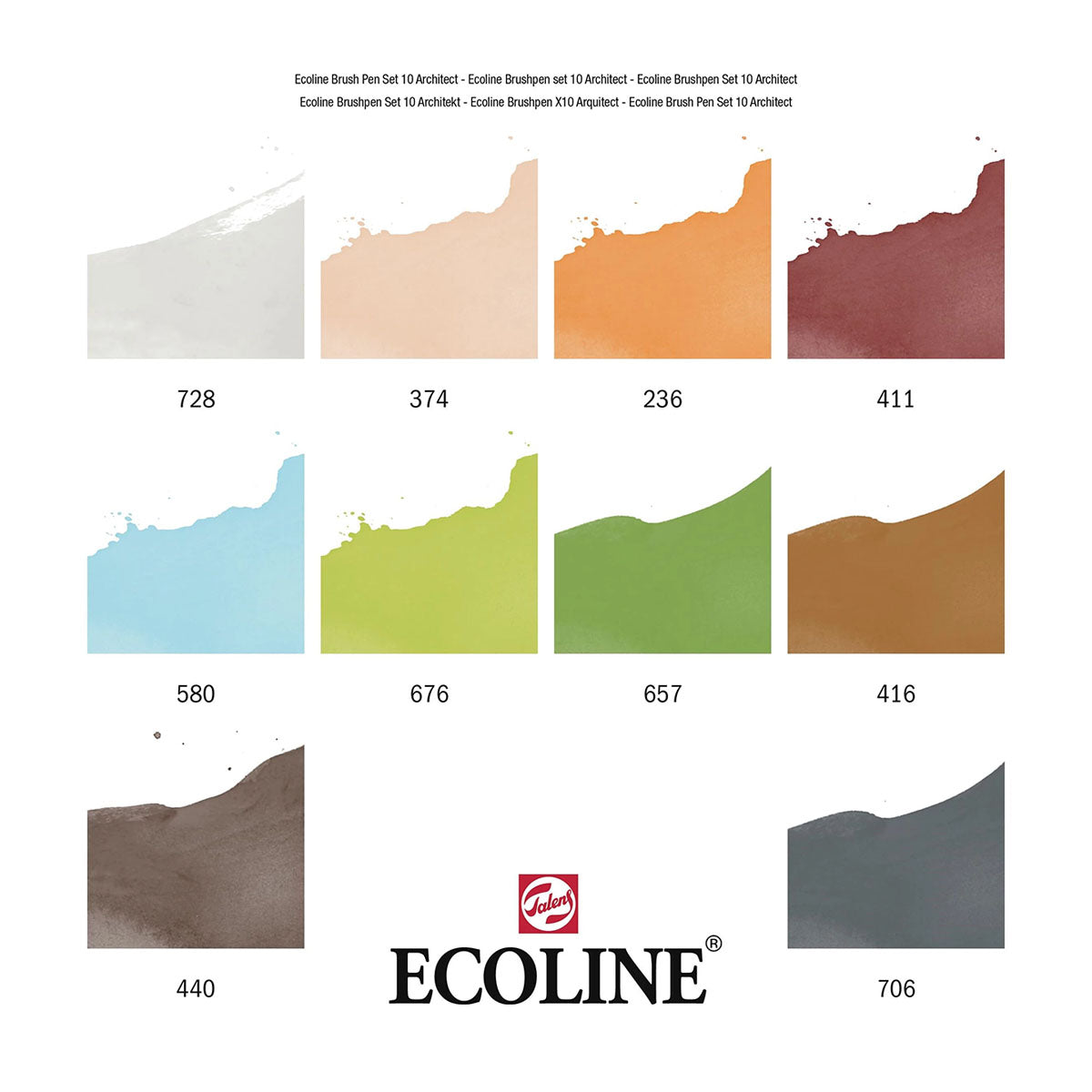 Talens Ecoline Brush Pen 10 set, Architect Colors