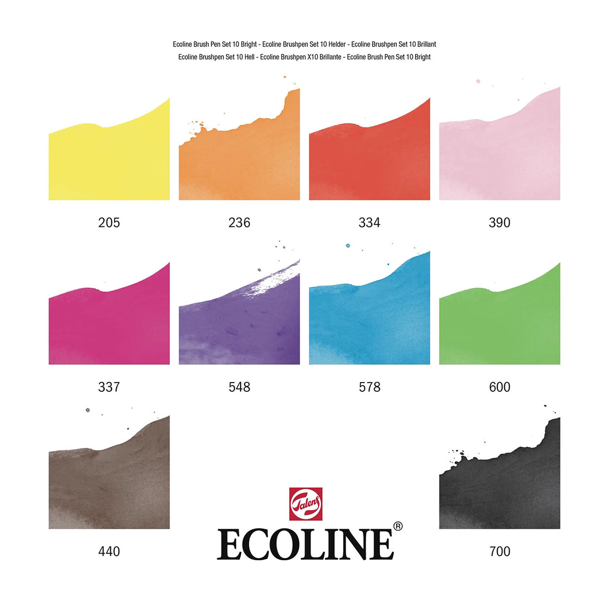 Talens Ecoline Brush Pen 10 set, Bright Colors
