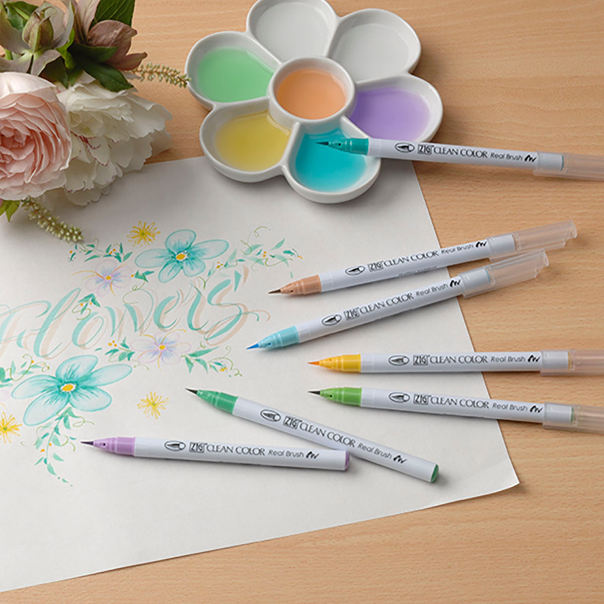 ZIG Kuretake Clean Color Real Brush Pen 6 Set Portrait Colors