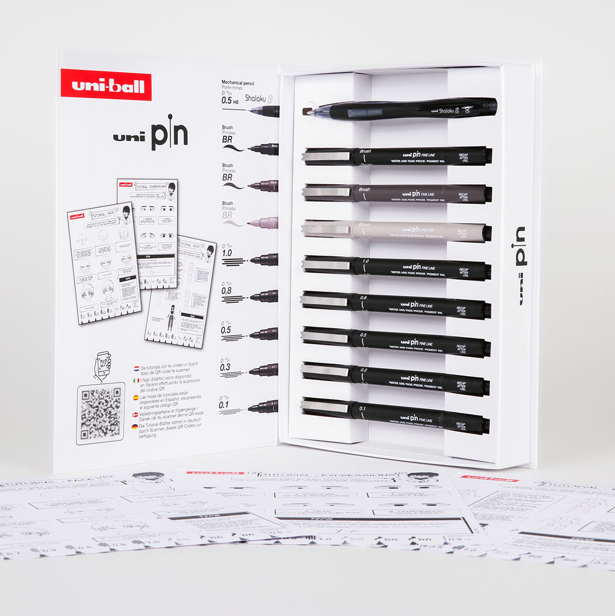 Uni Pin Fine Line Pens Manga Starter Case 9 Set