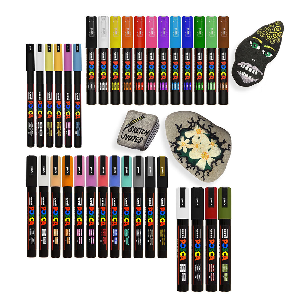 Uni Posca Markers Paint On Rocks Large Set