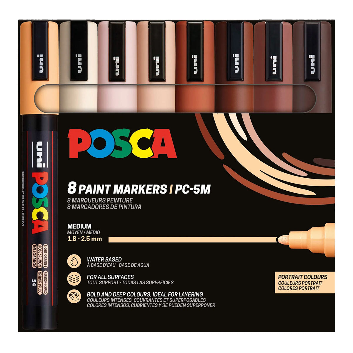 Uni Posca Markers PC-5M, 8 set Portrait Colors