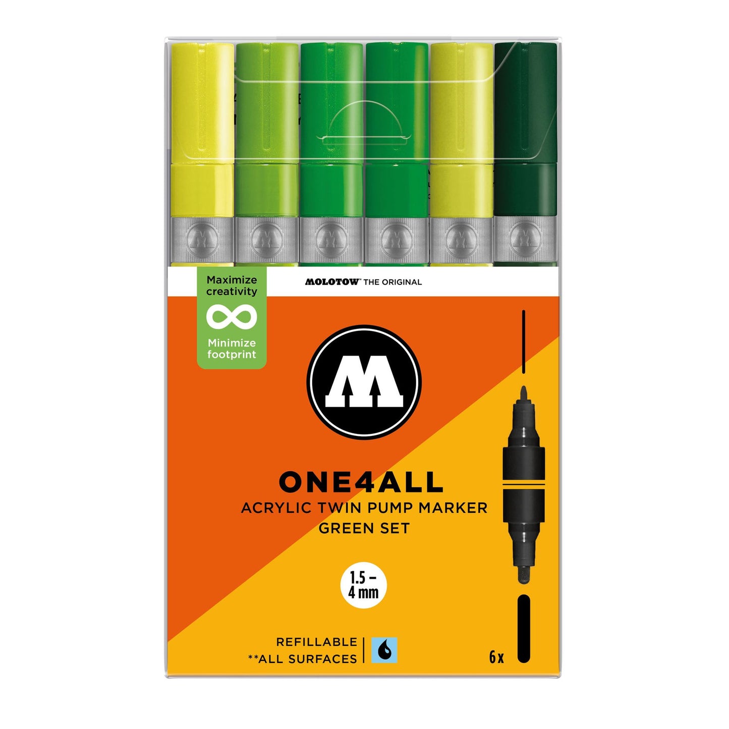 Molotow ONE4ALL Twin Marker 6set Green