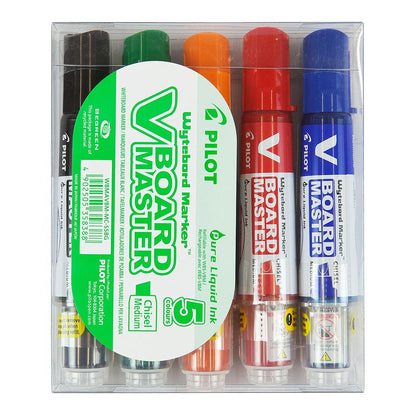 Pilot V Board Master Medium Whiteboard Marker 5set, Chisel Tip