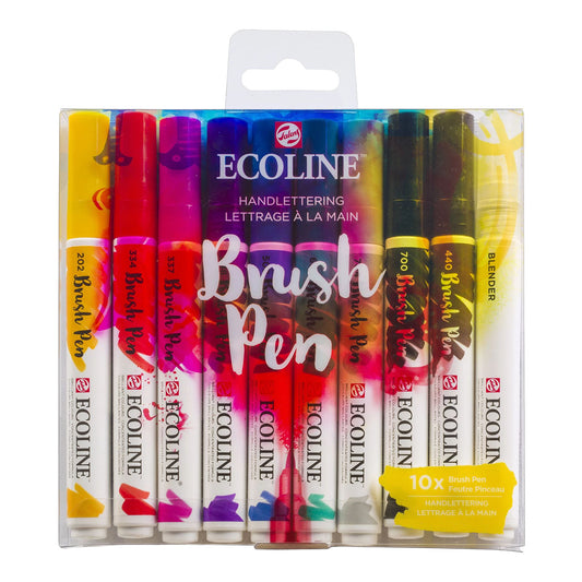 Talens Ecoline Brush Pen 10 set, Hand Lettering Colors