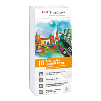 Tombow ABT Dual Brush Pen 18set, Secondary Colors