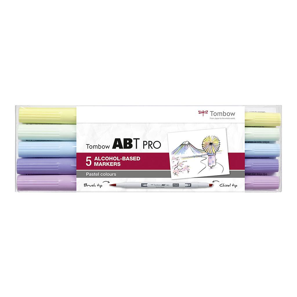 Tombow ABT PRO Dual Brush Pen 5 set, Pastel Colours