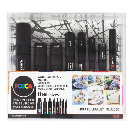 Uni Posca Markers Mixed, 8 set Black