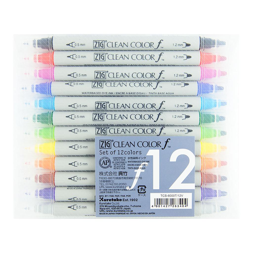 Zig Kuretake Clean Color F Dual Tip Pens 12 set