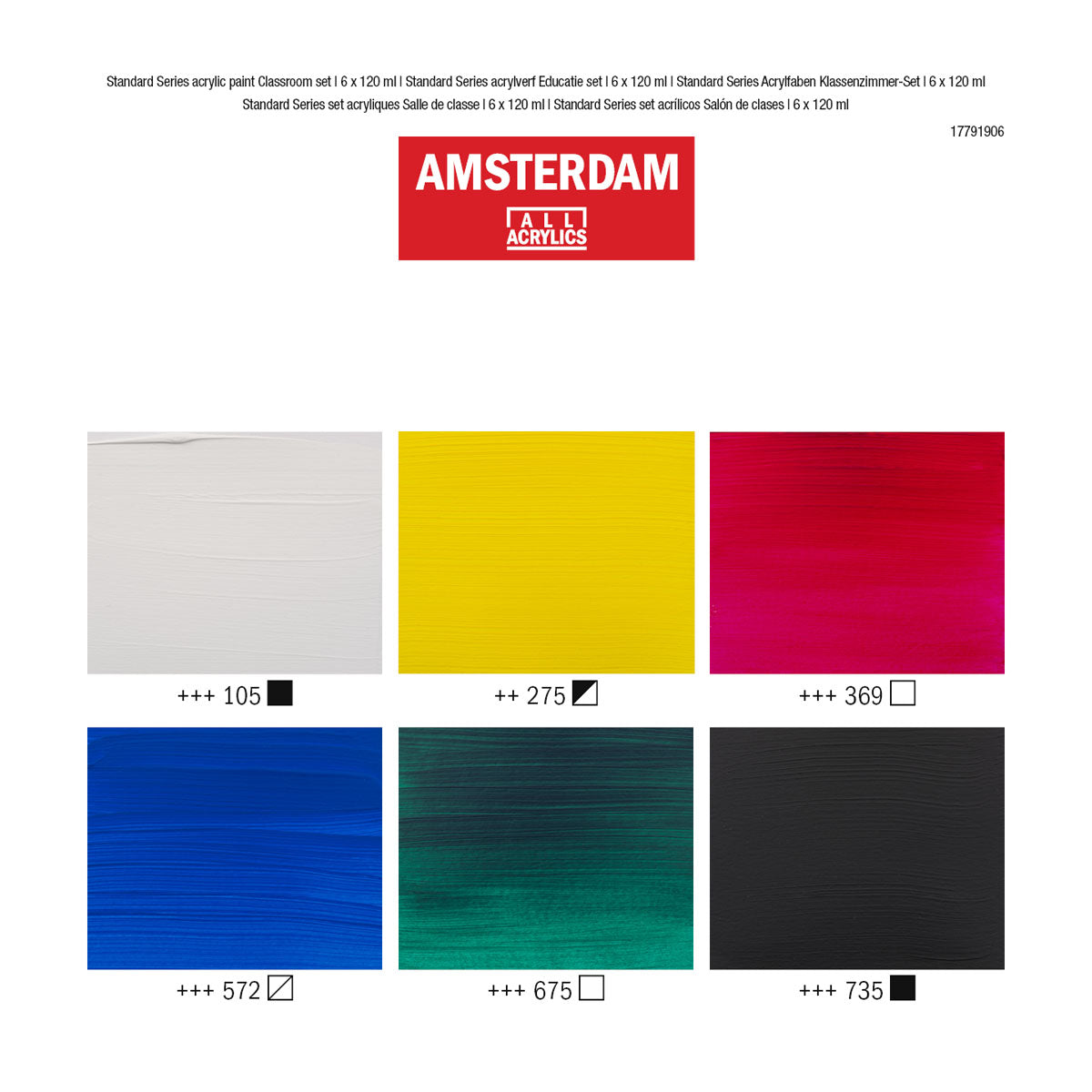 Amsterdam Standard Acrylic Paint 120 ml 6 Set Classroom