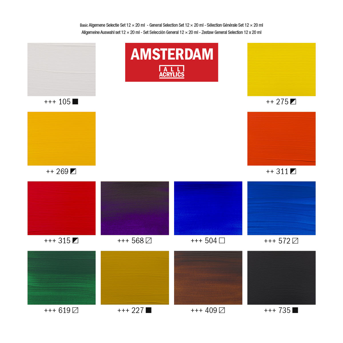 Amsterdam Standard Acrylic Paint 20 ml 12 Set General Selection