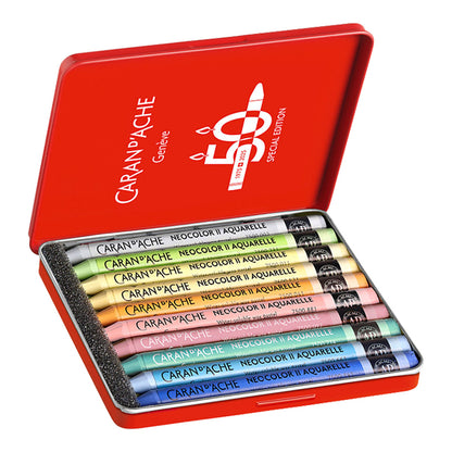Caran d'Ache Neocolor II Water-Soluble Crayons 10 Set Pastel Colors LTD. Edition