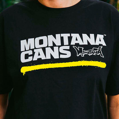 Montana Cans Typo Logo Underline T-Shirt Black Yellow