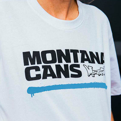 Montana Cans Typo Logo Underline T-Shirt White Blue