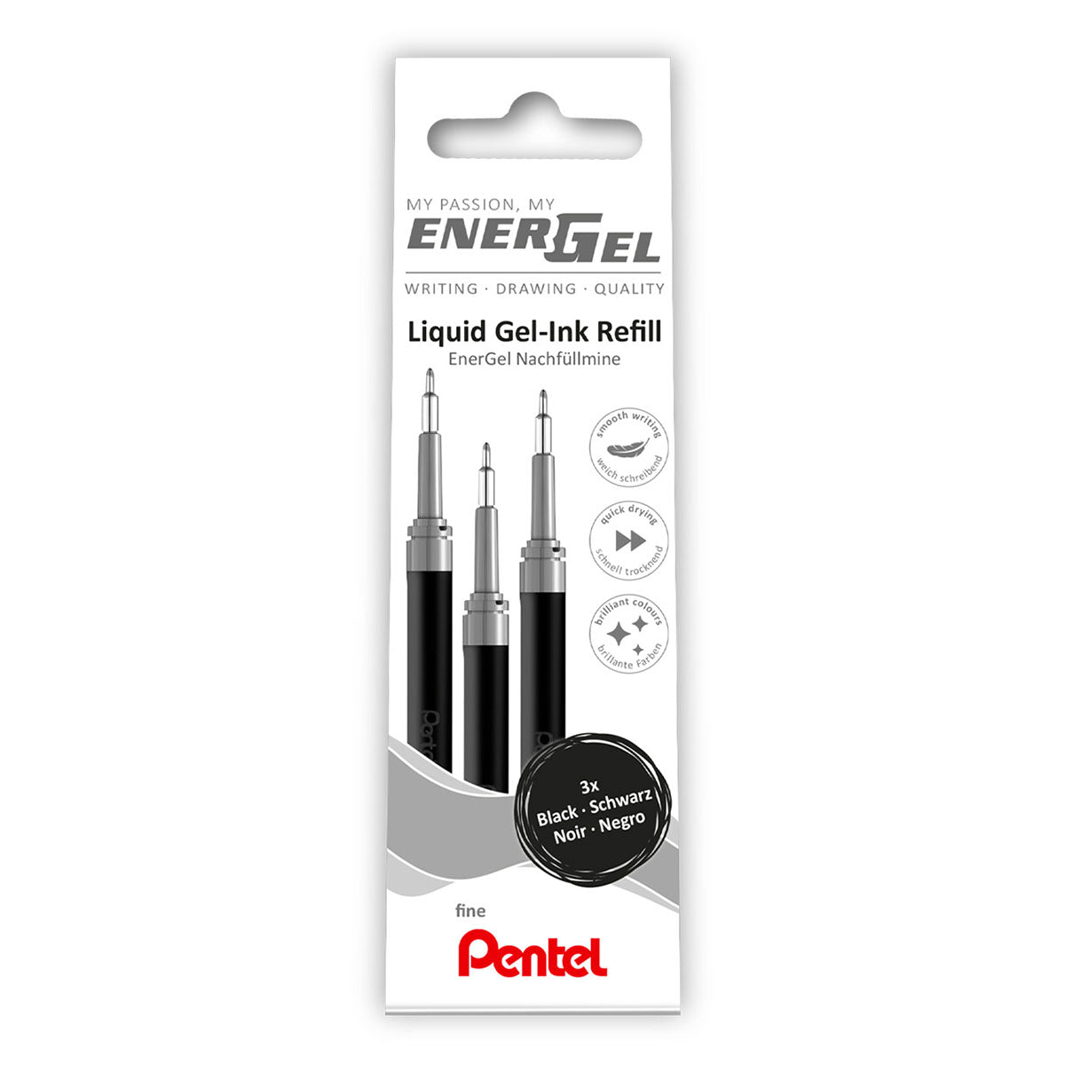 Pentel EnerGel LRN5 Needle Point Refill 0.5 mm 3-Pack