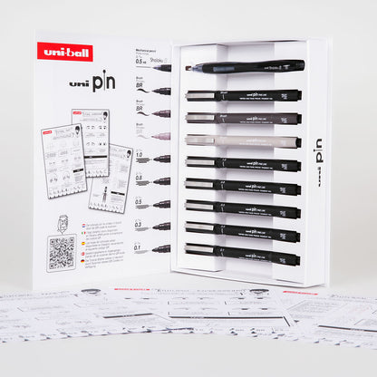 Uni Pin Fine Line Pens Manga Starter Case 9 Set