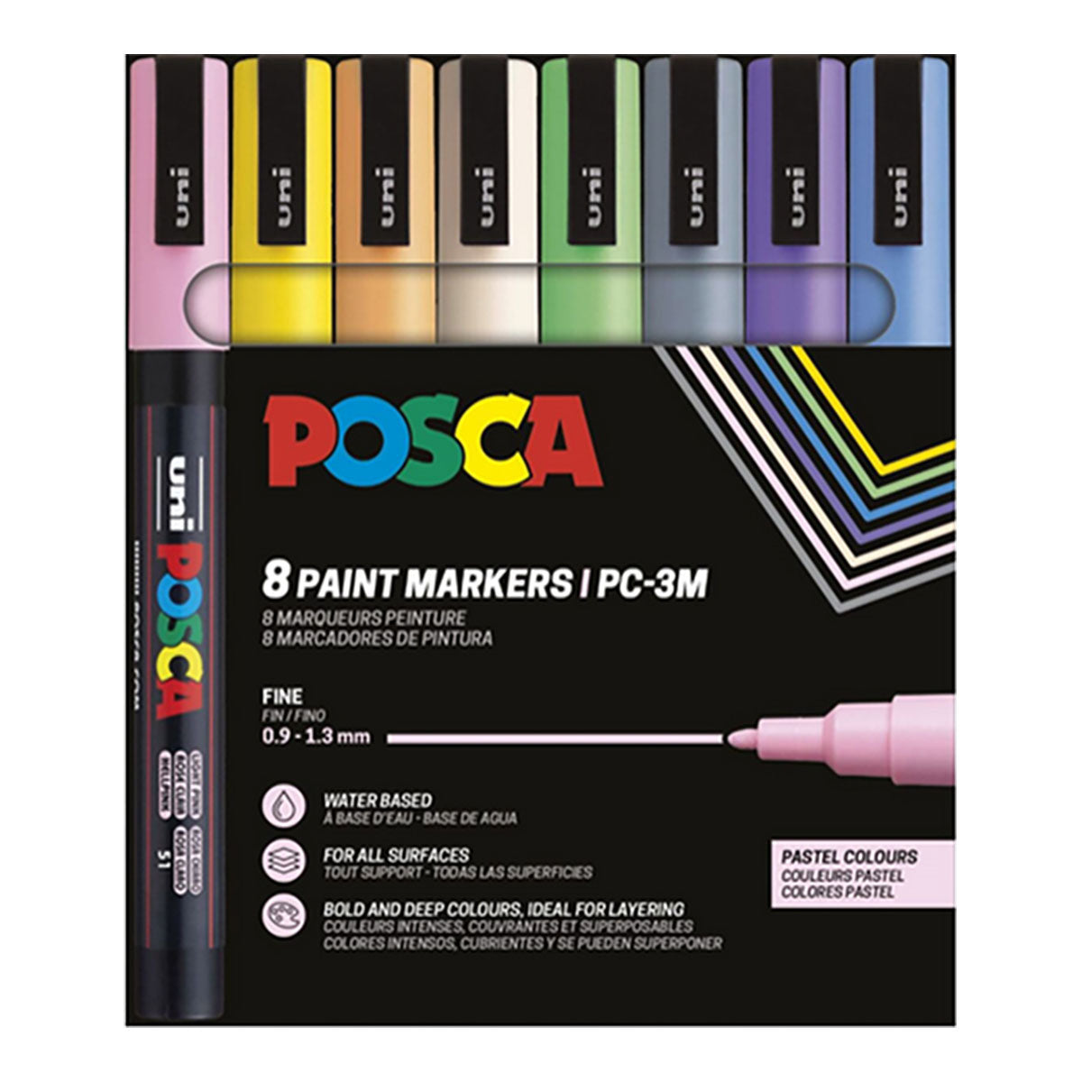 Uni Posca Markers PC-3M, 8 set Pastel Colors