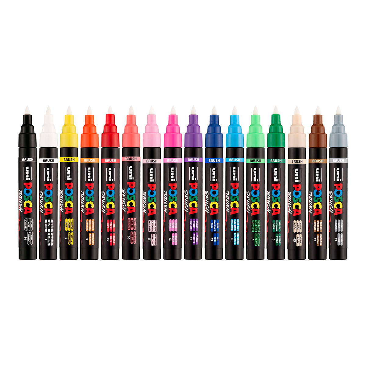 Uni Posca Markers PC-5BR, Brush Pen 16 Set
